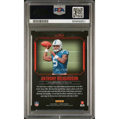 Graded 2023 Panini Phoenix Anthony Richardson #FU6 Fired Up Red /199 Rookie RC Football Card PSA 10 Gem Mint | PSA 10 Gem Mint Graded Rookie Card | vintageantiquesgifts.com