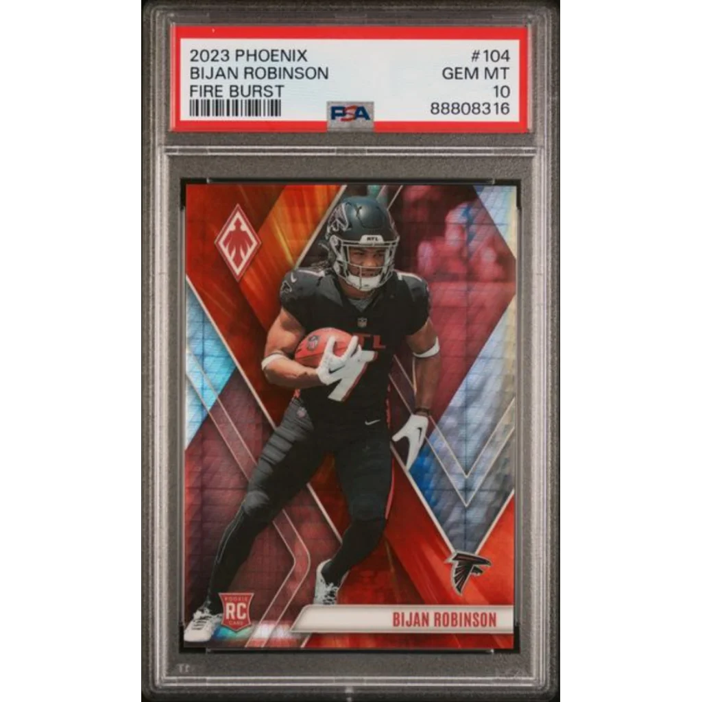 Graded 2023 Panini Phoenix Bijan Robinson #104 Fire Burst /340 Rookie RC Football Card PSA 10 Gem Mint | Hall of Fame Sports Memorabilia | vintageantiquesgifts.com