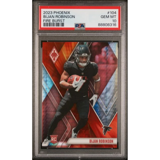 Graded 2023 Panini Phoenix Bijan Robinson #104 Fire Burst /340 Rookie RC Football Card PSA 10 Gem Mint | Hall of Fame Sports Memorabilia | vintageantiquesgifts.com