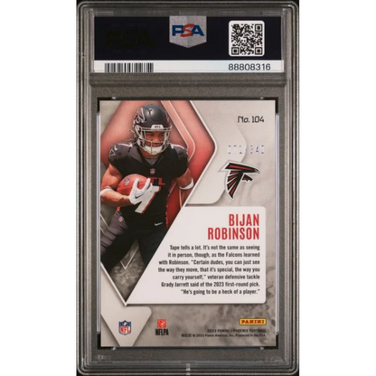 Graded 2023 Panini Phoenix Bijan Robinson #104 Fire Burst /340 Rookie RC Football Card PSA 10 Gem Mint | PSA 10 Gem Mint Graded Rookie Card | vintageantiquesgifts.com