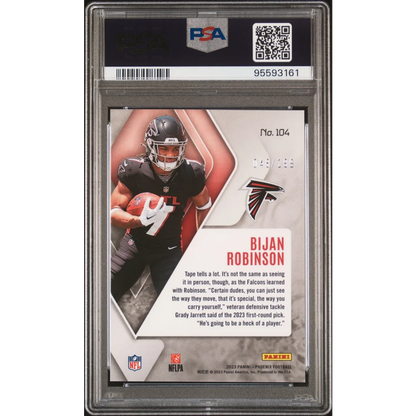 Graded 2023 Panini Phoenix Bijan Robinson #104 Red Seismic /199 Rookie RC Football Card PSA 10 Gem Mint | PSA 10 Gem Mint Graded Rookie Card | vintageantiquesgifts.com