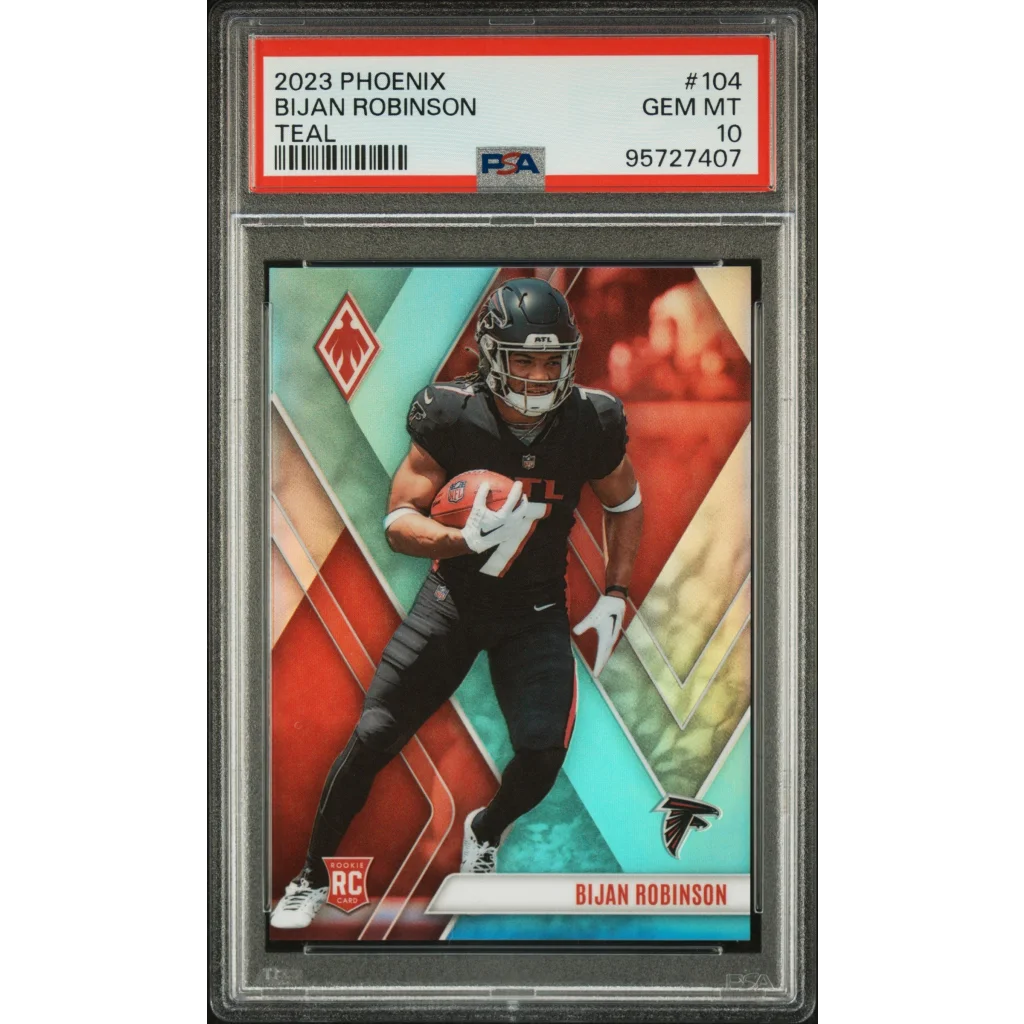 Graded 2023 Panini Phoenix Bijan Robinson #104 Teal /150 Rookie RC Football Card PSA 10 Gem Mint | Hall of Fame Sports Memorabilia | vintageantiquesgifts.com