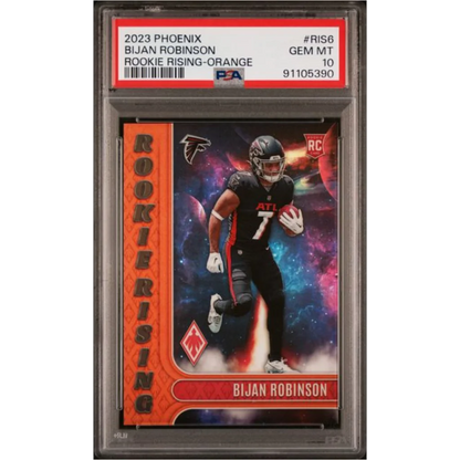 Graded 2023 Panini Phoenix Bijan Robinson #RIS6 Rookie Rising Orange /99 Rookie RC Football Card PSA 10 Gem Mint | Hall of Fame Sports Memorabilia | vintageantiquesgifts.com