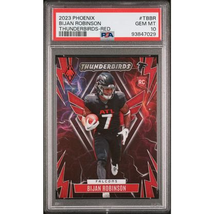 Graded 2023 Panini Phoenix Bijan Robinson #TBBR1 Thunderbirds Red #/199 Rookie RC Football Card PSA 10 Gem Mint | Hall of Fame Sports Memorabilia | vintageantiquesgifts.com