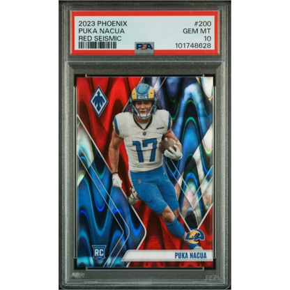 Graded 2023 Panini Phoenix Puka Nacua #200 Red Seismic /199 Rookie RC Football Card PSA 10 Gem Mint | Hall of Fame Sports Memorabilia | vintageantiquesgifts.com