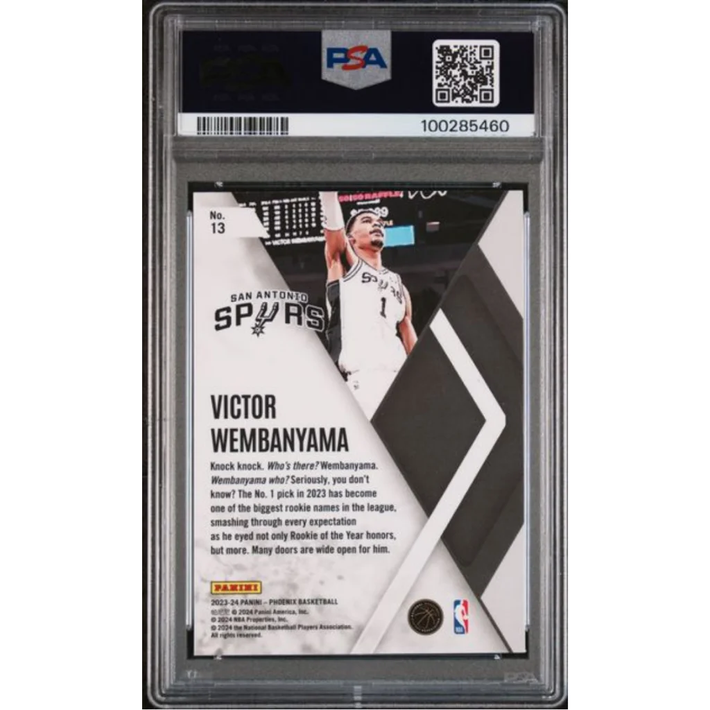 Graded PSA 10 2023 Panini Phoenix Victor Wembanyama #13 Rookie Card