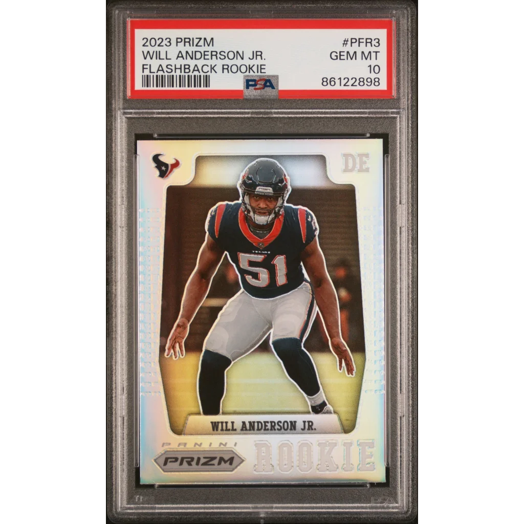 Graded 2023 Panini Prizm Will Anderson #PFR3 Flashback Rookie RC Football Card PSA 10 Gem Mint | Hall of Fame Sports Memorabilia | vintageantiquesgifts.com