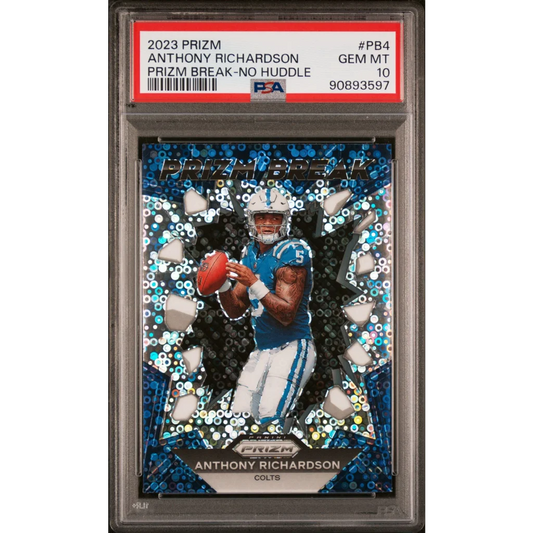 Graded 2023 Panini Prizm Anthony Richardson #PB4 Prizm Break No Huddle Rookie RC Football Card PSA 10 Gem Mint | Hall of Fame Sports Memorabilia | vintageantiquesgifts.com