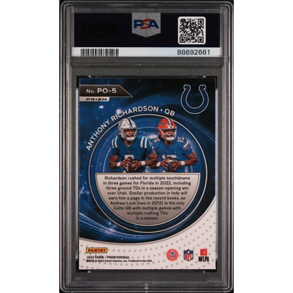Graded 2023 Panini Prizm Anthony Richardson #PO5 Portals Green Rookie RC Football Card PSA 10 Gem Mint | PSA 10 Gem Mint Graded Rookie Card | vintageantiquesgifts.com