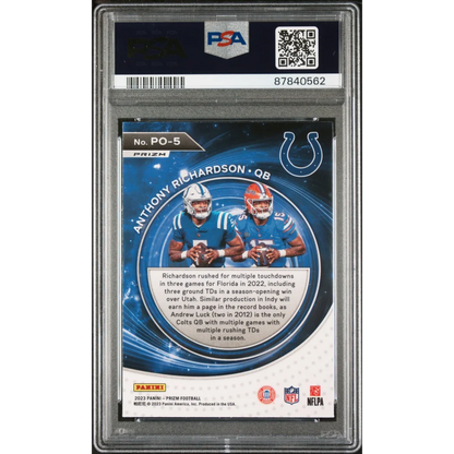 Graded 2023 Panini Prizm Anthony Richardson #PO5 Portals Silver Rookie RC Football Card PSA 10 Gem Mint | PSA 10 Gem Mint Graded Rookie Card | vintageantiquesgifts.com