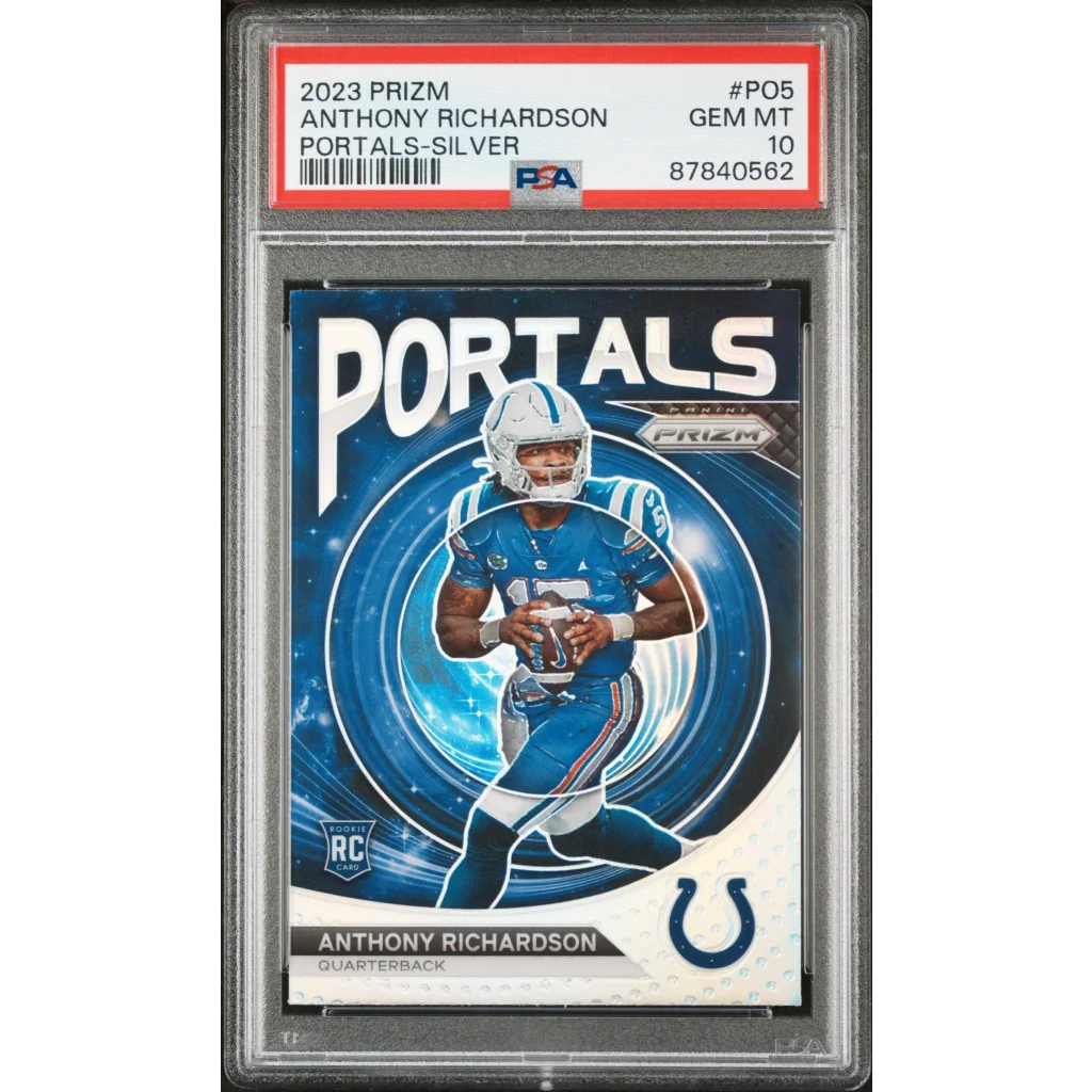 Graded 2023 Panini Prizm Anthony Richardson #PO5 Portals Silver Rookie RC Football Card PSA 10 Gem Mint | Hall of Fame Sports Memorabilia | vintageantiquesgifts.com