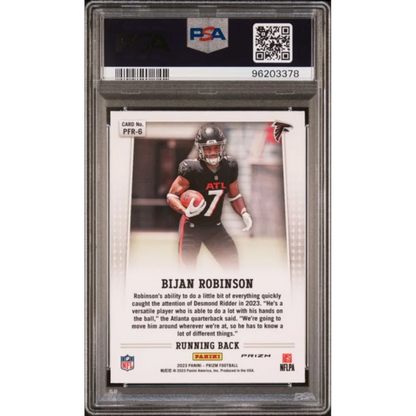 Graded PSA 10 2023 Panini Prizm Bijan Robinson Flashback Rookie Falcons RC