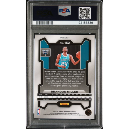 Graded Brandon Miller Pink Ice Prizm Rookie Card PSA 10 Gem Mint basketball card