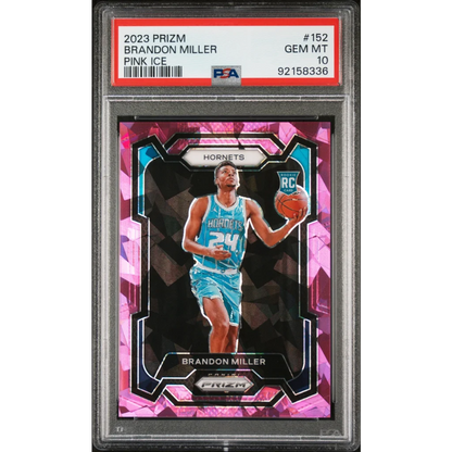 Graded 2023 Panini Prizm Brandon Miller #152 Pink Ice Rookie RC Basketball Card PSA 10 Gem Mint | Hall of Fame Sports Memorabilia | vintageantiquesgifts.com