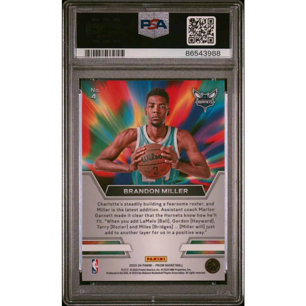 Graded PSA 10 2023 Panini Prizm Brandon Miller #4 Rookie Card Hornets