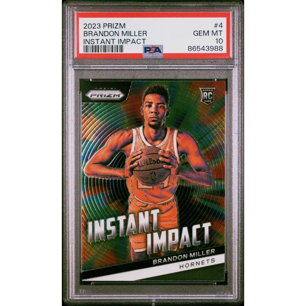 Graded PSA 10 2023 Panini Prizm Brandon Miller Rookie RC #4 card