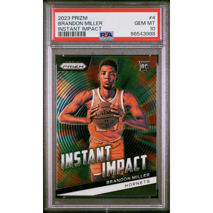 Graded PSA 10 2023 Panini Prizm Brandon Miller Rookie RC #4 card