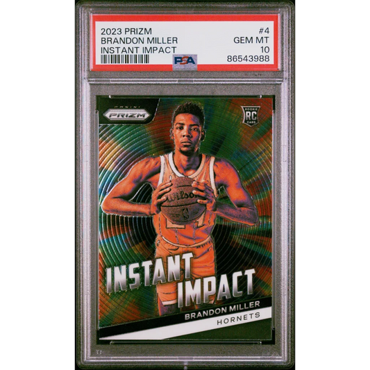 Graded PSA 10 2023 Panini Prizm Brandon Miller Rookie RC #4 card
