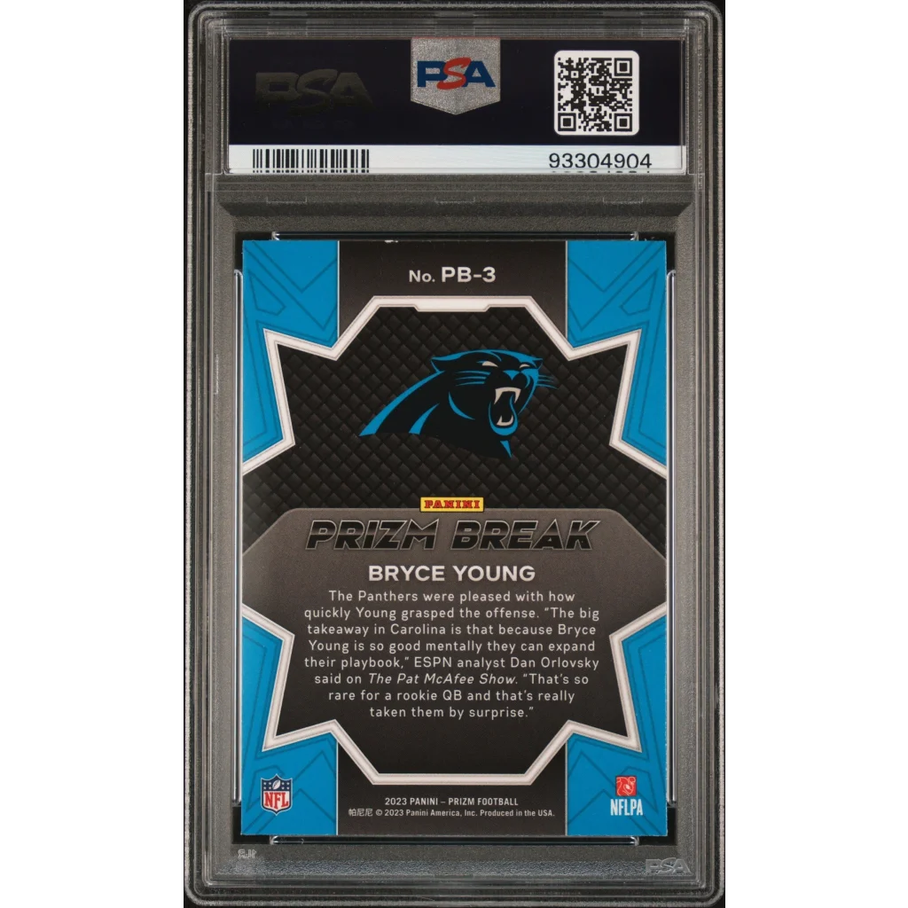 Professional Sports Authenticator graded Bryce Young 2023 Panini Prizm football card in Gem Mint 10