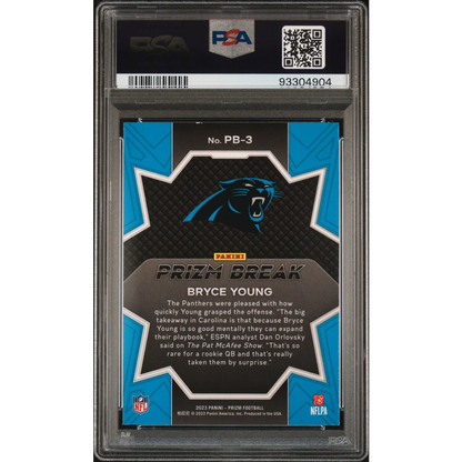 Professional Sports Authenticator graded Bryce Young 2023 Panini Prizm football card in Gem Mint 10