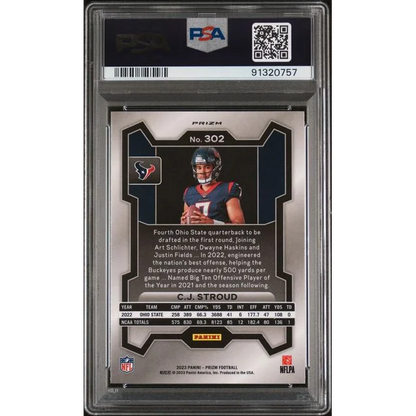 Graded PSA 10 2023 Panini Prizm CJ Stroud #302 No Huddle Rookie RC Card