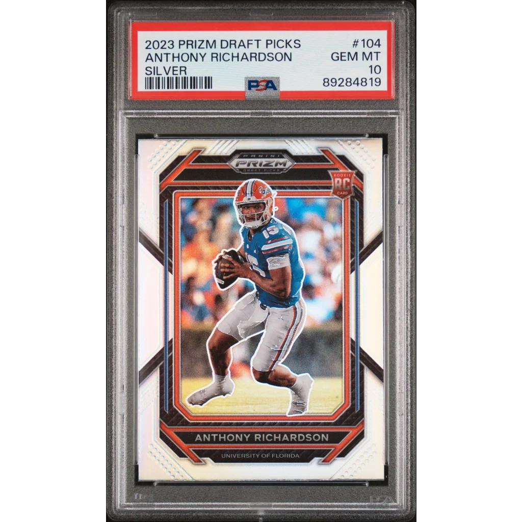 Graded 2023 Panini Prizm Draft Picks Anthony Richardson #104 Silver Rookie RC Football Card PSA 10 Gem Mint | Hall of Fame Sports Memorabilia | vintageantiquesgifts.com