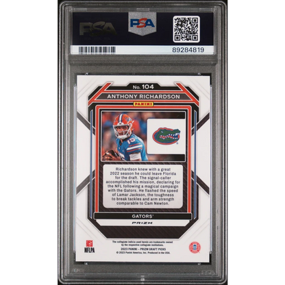 Graded 2023 Panini Prizm Draft Picks Anthony Richardson #104 Silver Rookie RC Football Card PSA 10 Gem Mint | PSA 10 Gem Mint Graded Rookie Card | vintageantiquesgifts.com