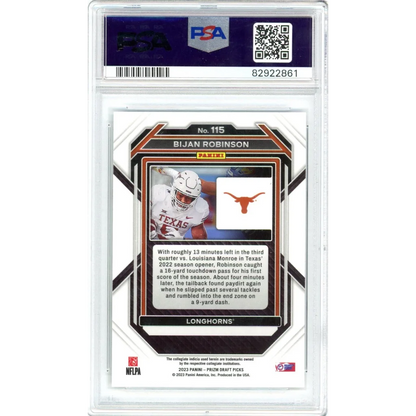 Graded 2023 Panini Prizm Draft Picks Bijan Robinson #115 Rookie RC PSA 10