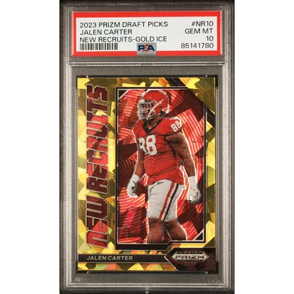 Graded 2023 Panini Prizm Draft Picks Jalen Carter #NR10 New Recruits-Gold Ice Rookie RC Football Card PSA 10 | Hall of Fame Sports Memorabilia | vintageantiquesgifts.com