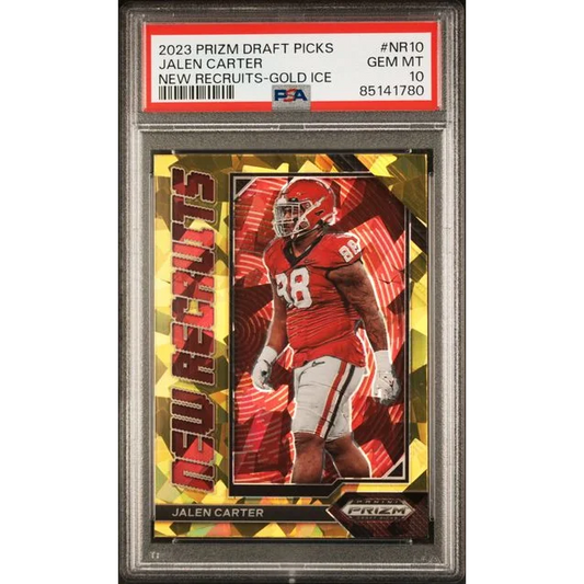 Graded 2023 Panini Prizm Draft Picks Jalen Carter #NR10 New Recruits-Gold Ice Rookie RC Football Card PSA 10 | Hall of Fame Sports Memorabilia | vintageantiquesgifts.com