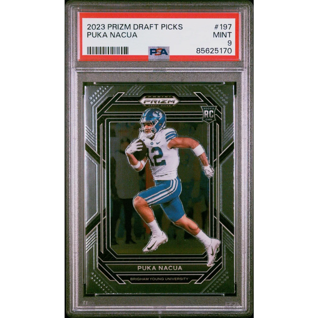 Graded Puka Nacua 2023 Prizm Draft Picks Rookie Card in PSA case