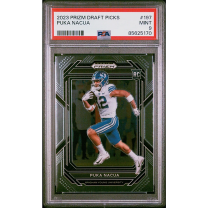 Graded Puka Nacua 2023 Prizm Draft Picks Rookie Card in PSA case