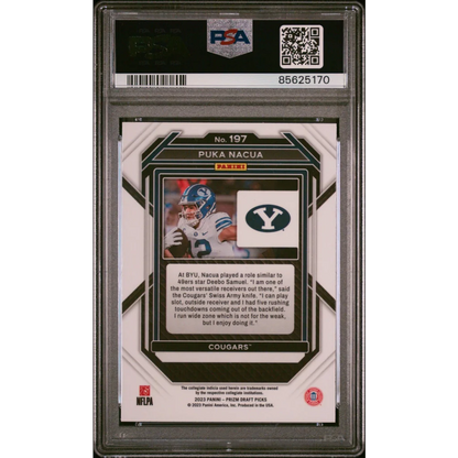Graded Puka Nacua 2023 Prizm Draft Picks Rookie Card in PSA holder