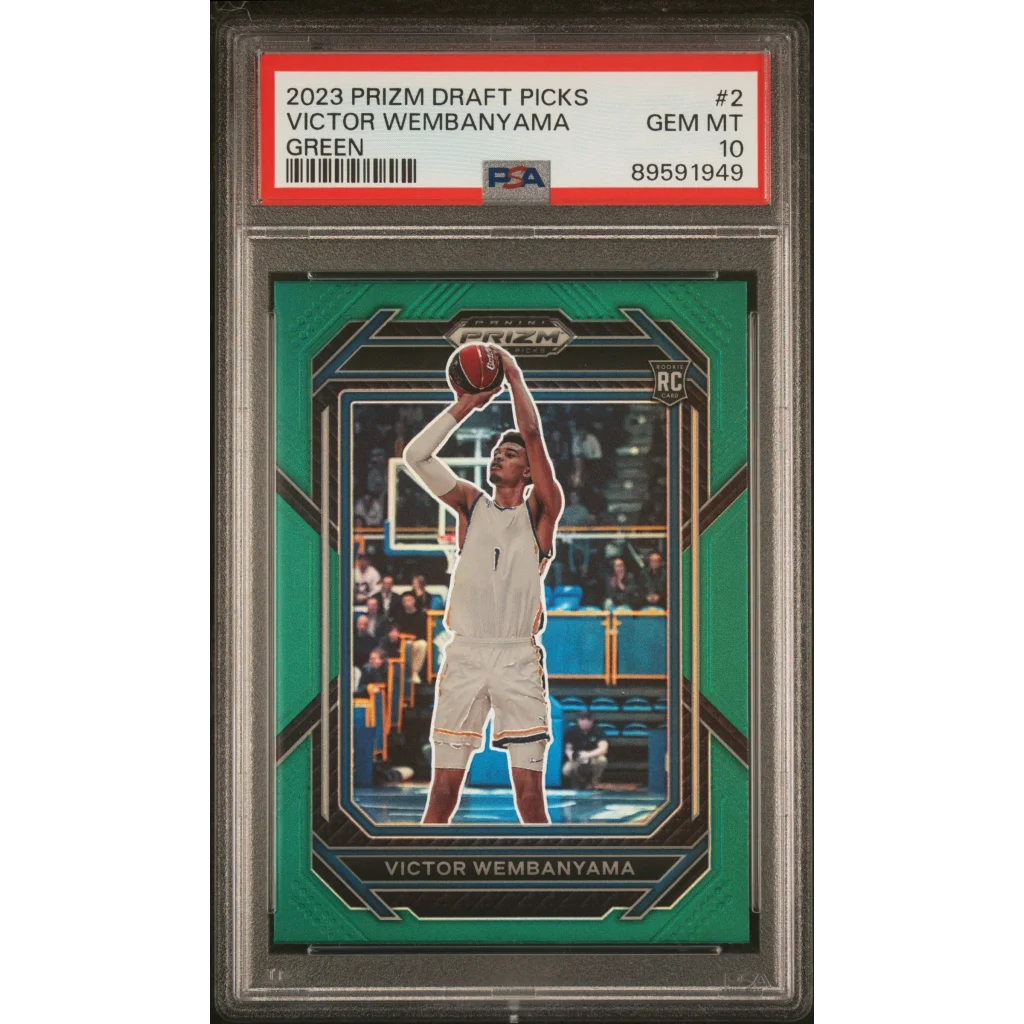 PSA graded Victor Wembanyama 2023 Prizm green rookie card