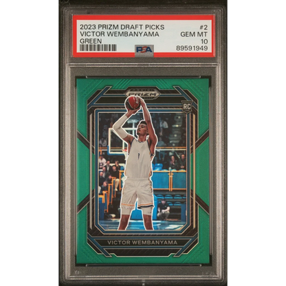 PSA graded Victor Wembanyama 2023 Prizm green rookie card