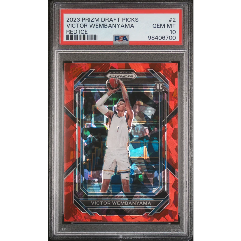 Graded PSA 10 red ice Victor Wembanyama rookie card in slab