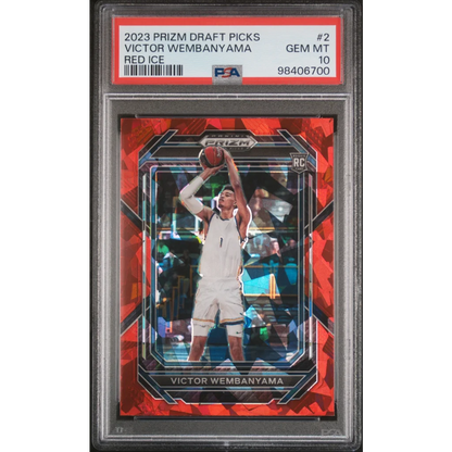 Graded PSA 10 red ice Victor Wembanyama rookie card in slab