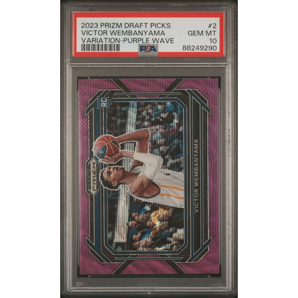 Graded 2023 Panini Prizm Purple Wave Victor Wembanyama Rookie PSA 10
