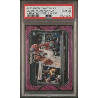 Graded 2023 Panini Prizm Purple Wave Victor Wembanyama Rookie PSA 10
