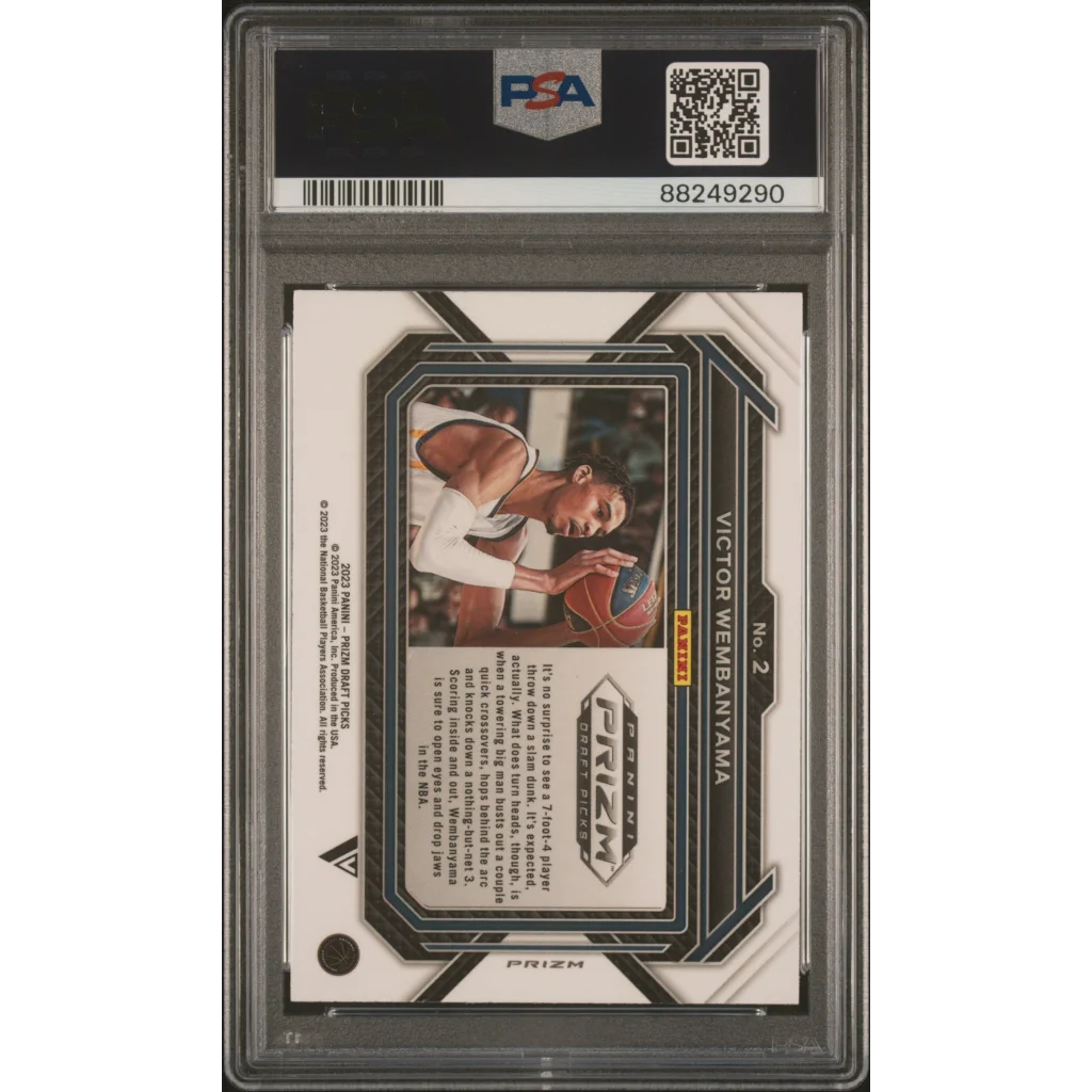 Graded PSA 10 Victor Wembanyama 2023 Panini Prizm #2 Purple Wave Rookie Card