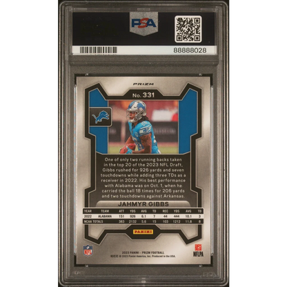 PSA Graded Jahmyr Gibbs 2023 Prizm Green Wave Rookie Card for football fans