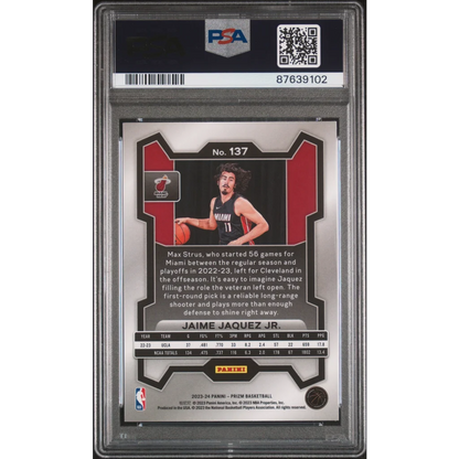 Graded 2023 Panini Prizm Jaime Jaquez Jr #137 Rookie RC Basketball Card PSA 10 Gem Mint | PSA 10 Gem Mint Graded Rookie Card | vintageantiquesgifts.com