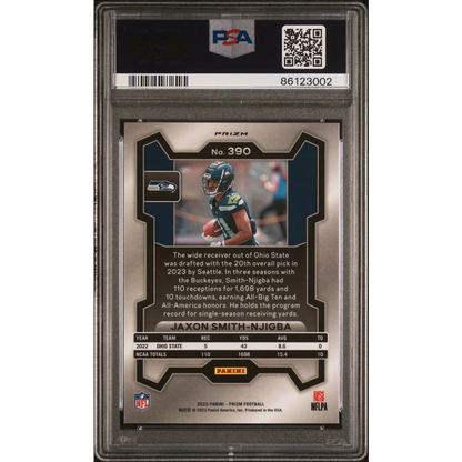 Graded PSA 10 Jaxon Smith-Njigba 2023 Prizm Disco Rookie Card football card