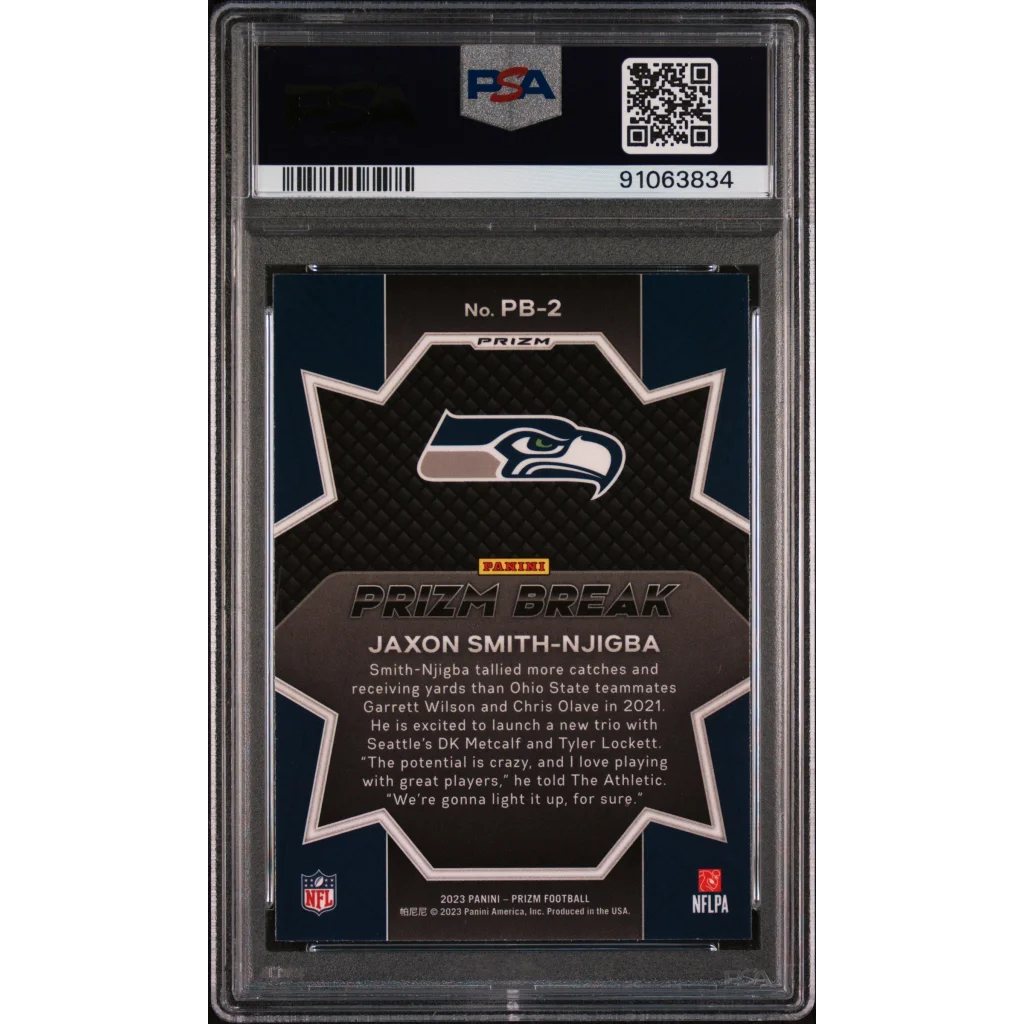 Jaxon Smith-Njigba Prizm Break football card graded PSA 10 Gem Mint