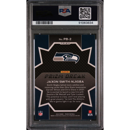 Jaxon Smith-Njigba Prizm Break football card graded PSA 10 Gem Mint