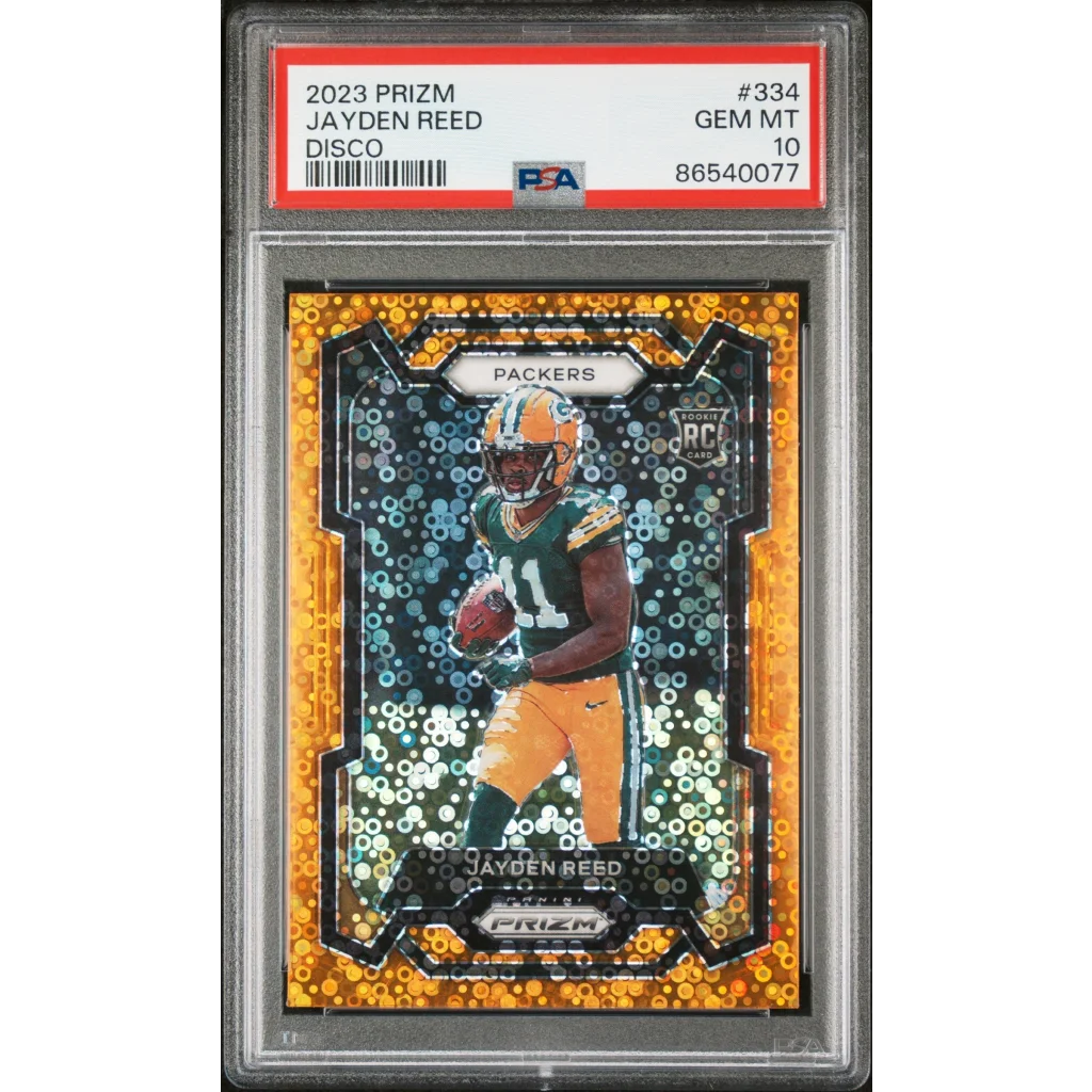 Graded 2023 Panini Prizm Jayden Reed #334 Disco Rookie RC Football Card PSA 10 Gem Mint | Hall of Fame Sports Memorabilia | vintageantiquesgifts.com