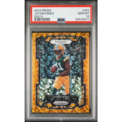 Graded 2023 Panini Prizm Jayden Reed #334 Disco Rookie RC Football Card PSA 10 Gem Mint | Hall of Fame Sports Memorabilia | vintageantiquesgifts.com
