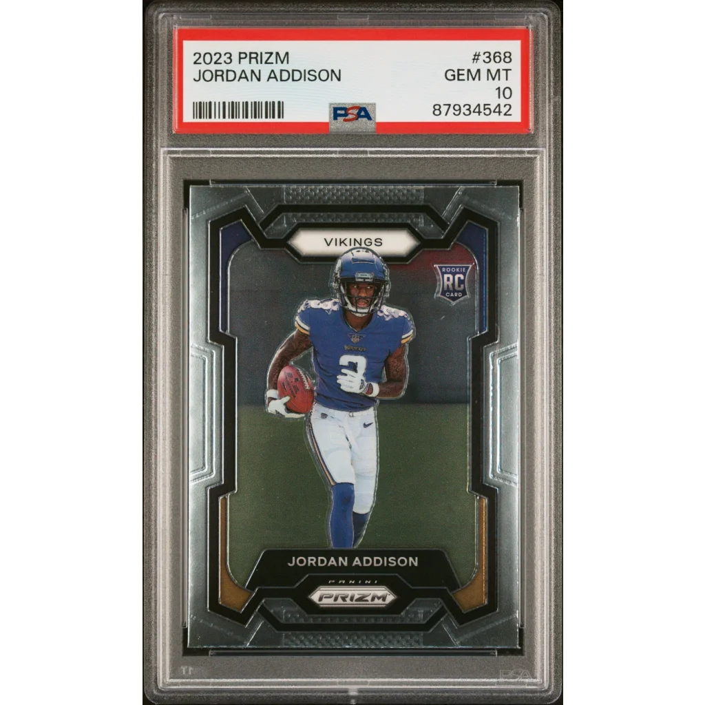 PSA graded 2023 Jordan Addison football card from professional sports authenticator collection