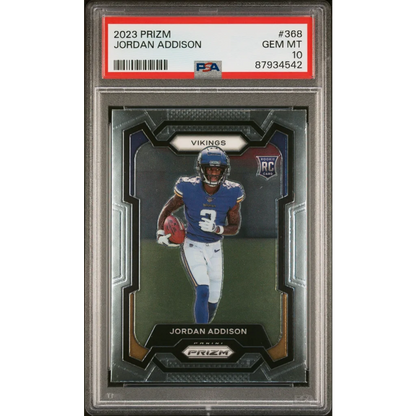 PSA graded 2023 Jordan Addison football card from professional sports authenticator collection