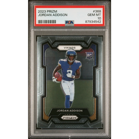 Graded 2023 Panini Prizm Jordan Addison #368 Rookie RC Football Card PSA 10 Gem Mint | Hall of Fame Sports Memorabilia | vintageantiquesgifts.com
